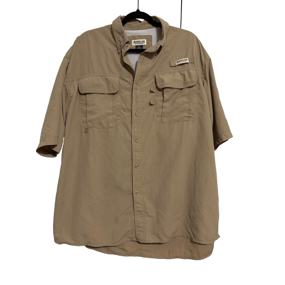 Magellan Sportswear Fishing Shirt Utility Tan Ventilated‎ Back Mens XL